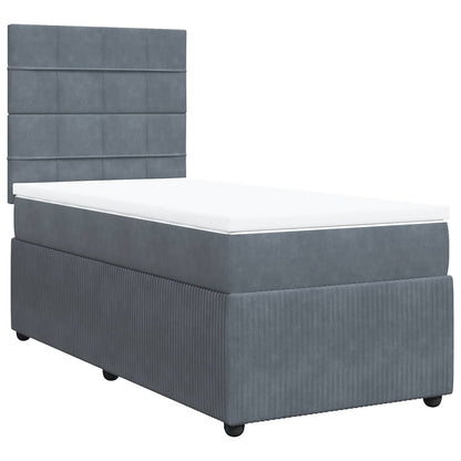 Giroletto a Molle con Materasso Grigio Scuro 100x200 cm Velluto | homemem39