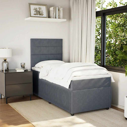 Giroletto a Molle con Materasso Grigio Scuro 100x200 cm Velluto | homemem39