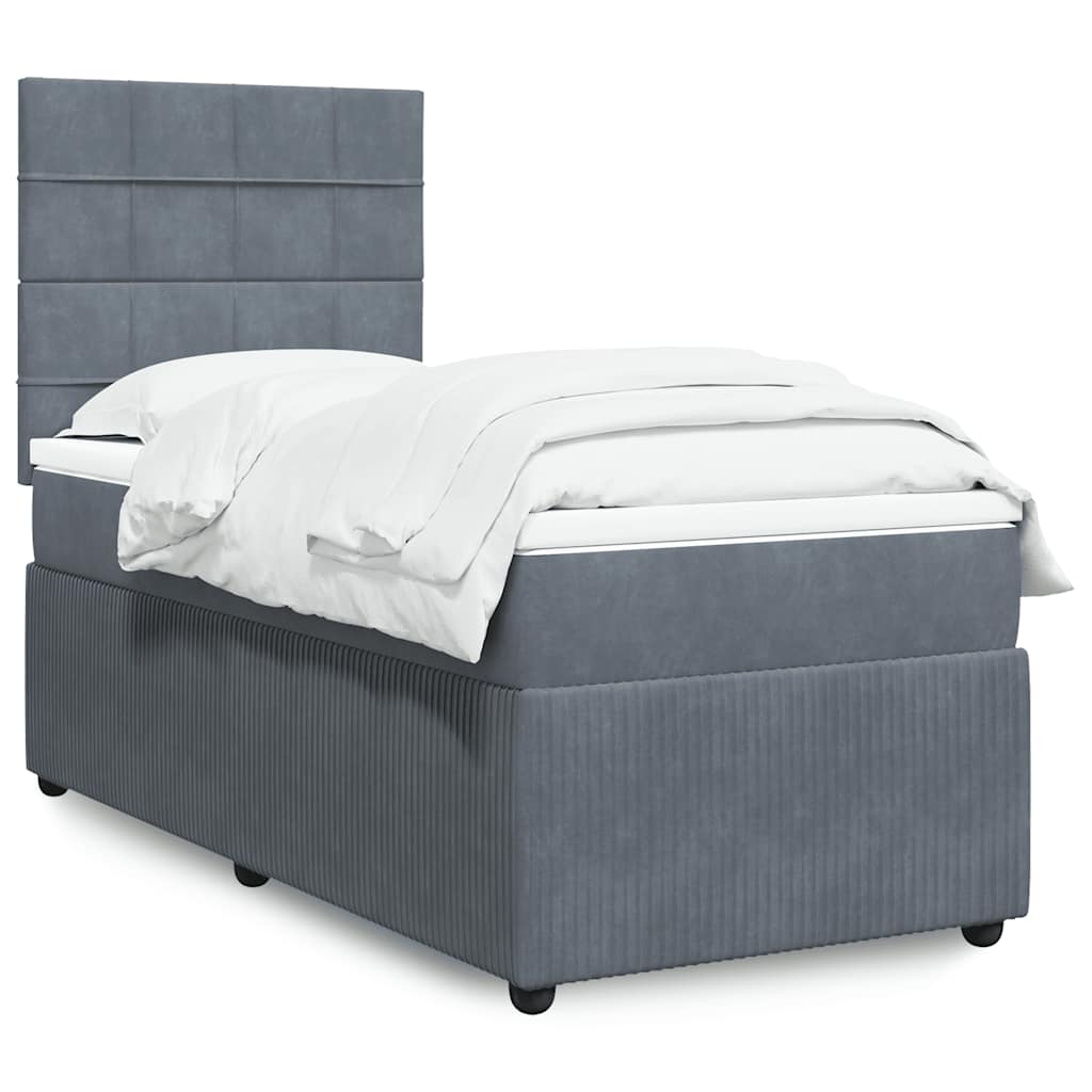 Giroletto a Molle con Materasso Grigio Scuro 100x200 cm Velluto | homemem39