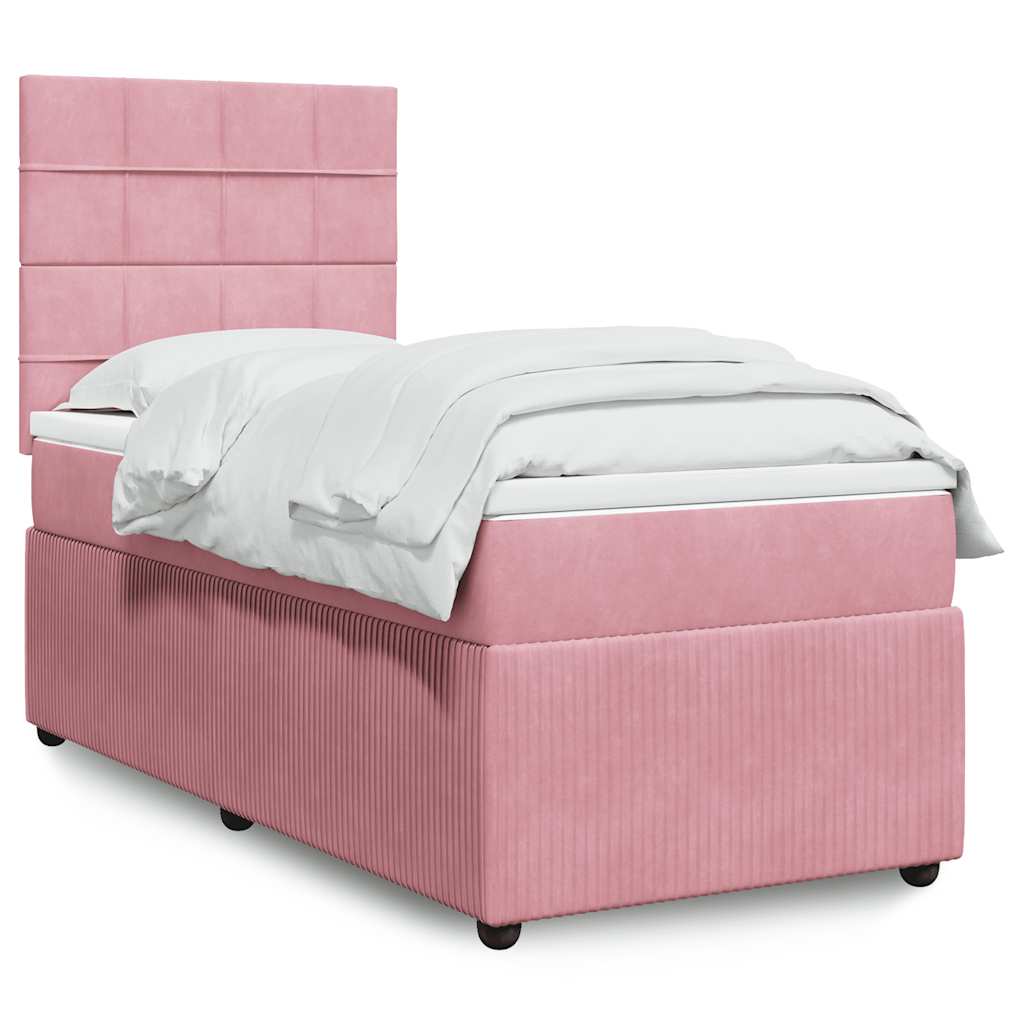 Giroletto a Molle con Materasso Rosa 100x200 cm in Velluto | homemem39