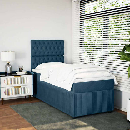 Giroletto a Molle con Materasso Blu Scuro 100x200 cm in Velluto | homemem39