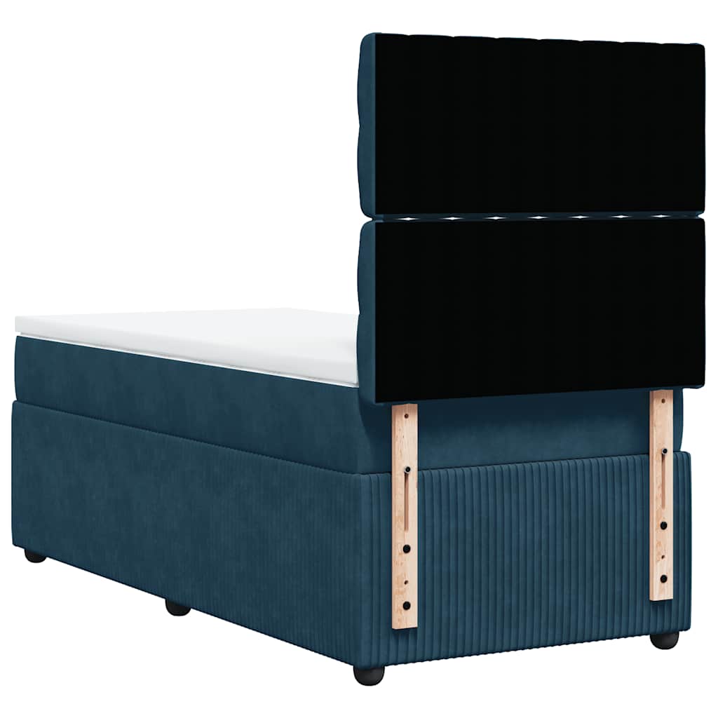 Giroletto a Molle con Materasso Blu Scuro 100x200 cm in Velluto | homemem39