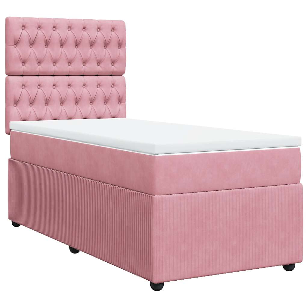 Giroletto a Molle con Materasso Rosa 100x200 cm in Velluto | homemem39