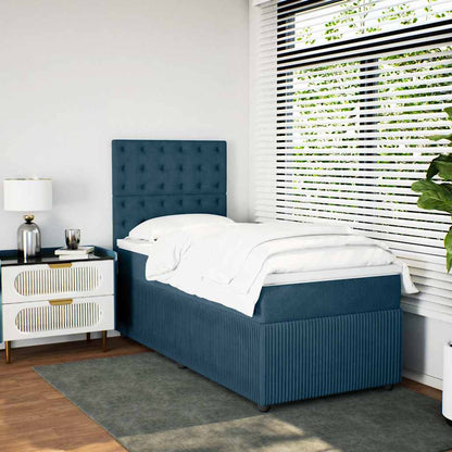 Giroletto a Molle con Materasso Blu Scuro 100x200 cm in Velluto | homemem39