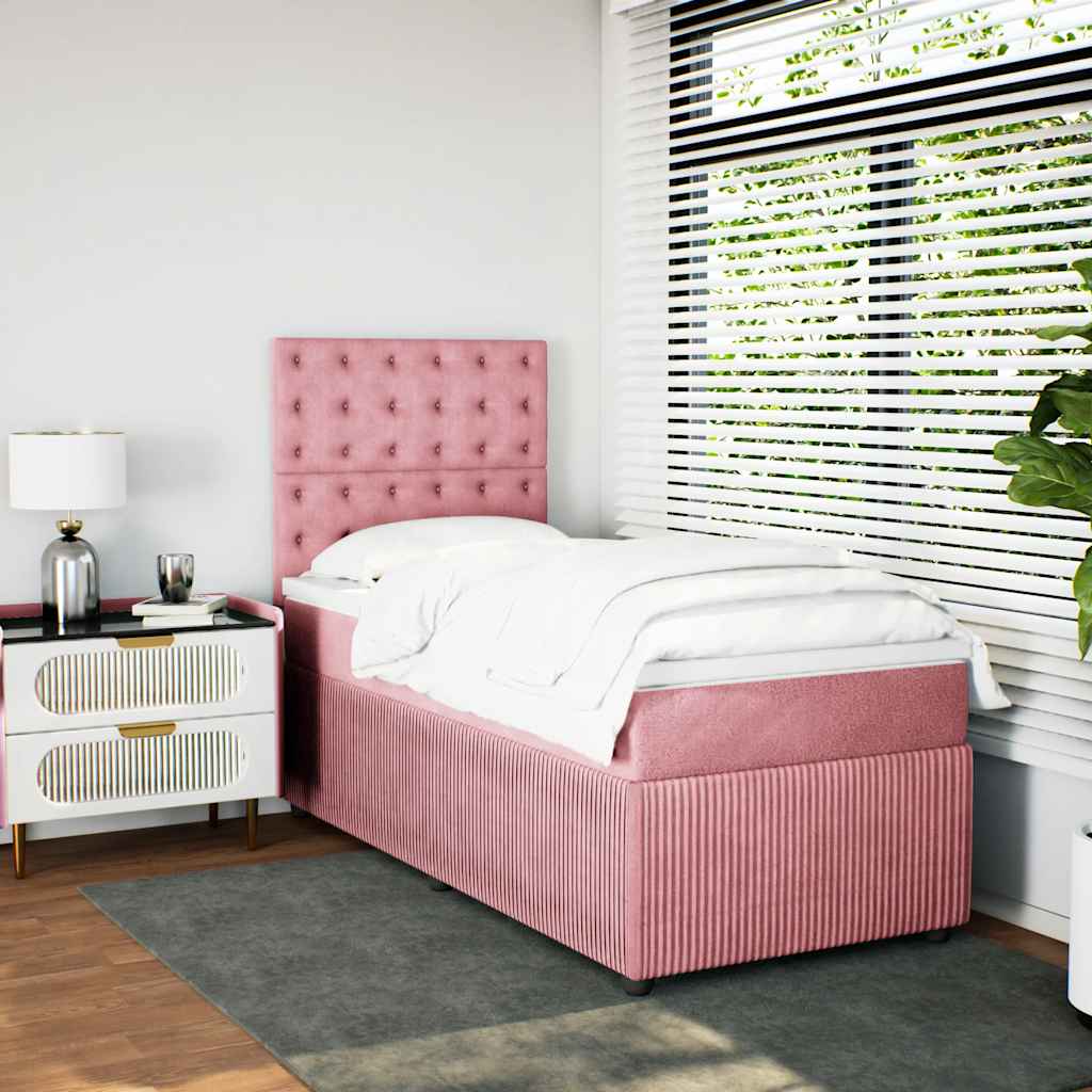 Giroletto a Molle con Materasso Rosa 100x200 cm in Velluto | homemem39