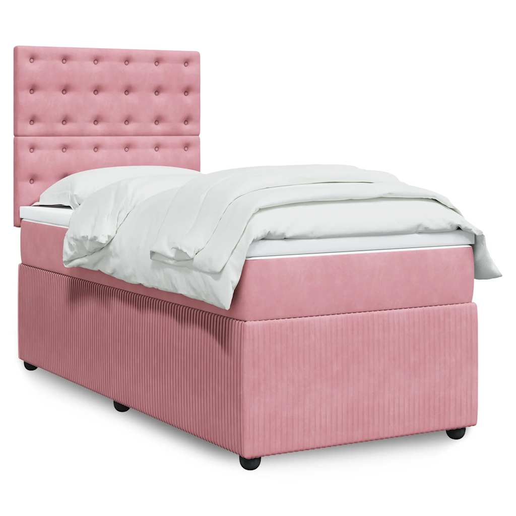 Giroletto a Molle con Materasso Rosa 100x200 cm in Velluto | homemem39