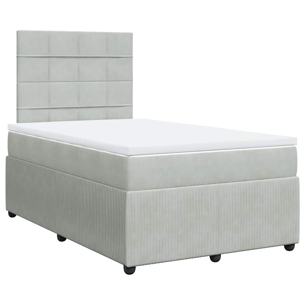 Giroletto a Molle con Materasso Grigio Chiaro 120x190cm Velluto | homemem39
