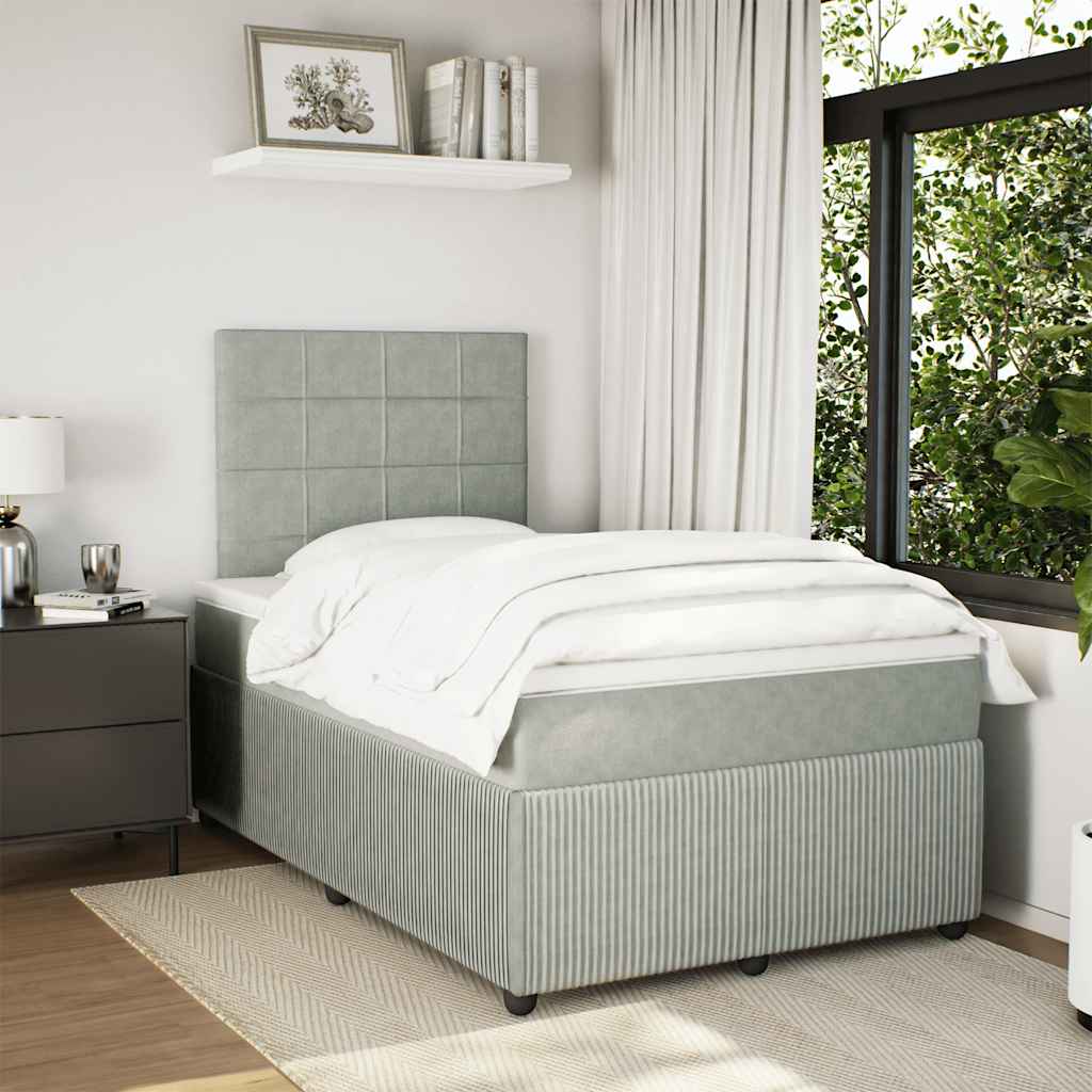 Giroletto a Molle con Materasso Grigio Chiaro 120x190cm Velluto | homemem39