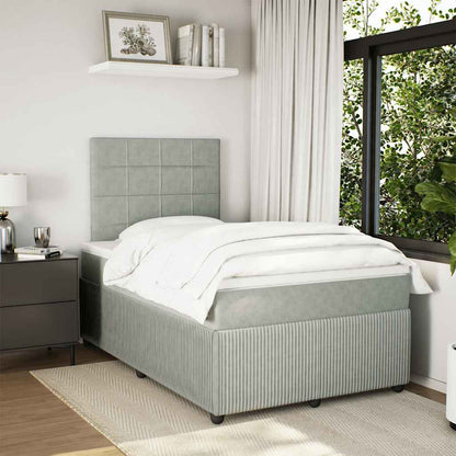 Giroletto a Molle con Materasso Grigio Chiaro 120x190cm Velluto | homemem39