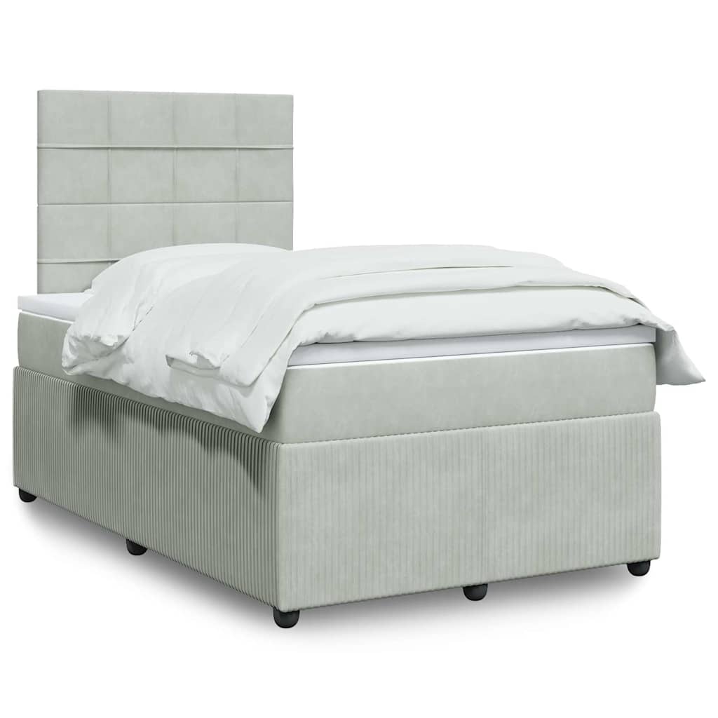 Giroletto a Molle con Materasso Grigio Chiaro 120x190cm Velluto | homemem39