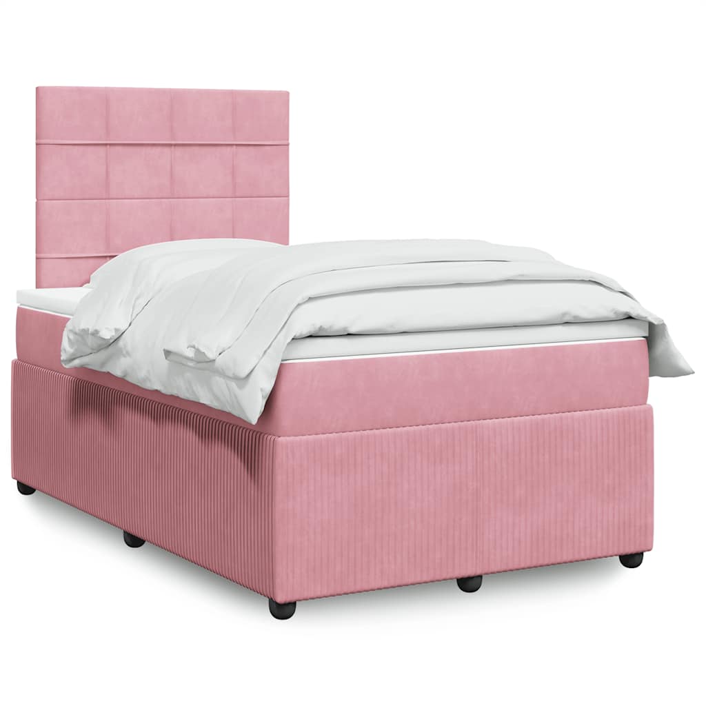 Giroletto a Molle con Materasso Rosa 120x190 cm in Velluto | homemem39