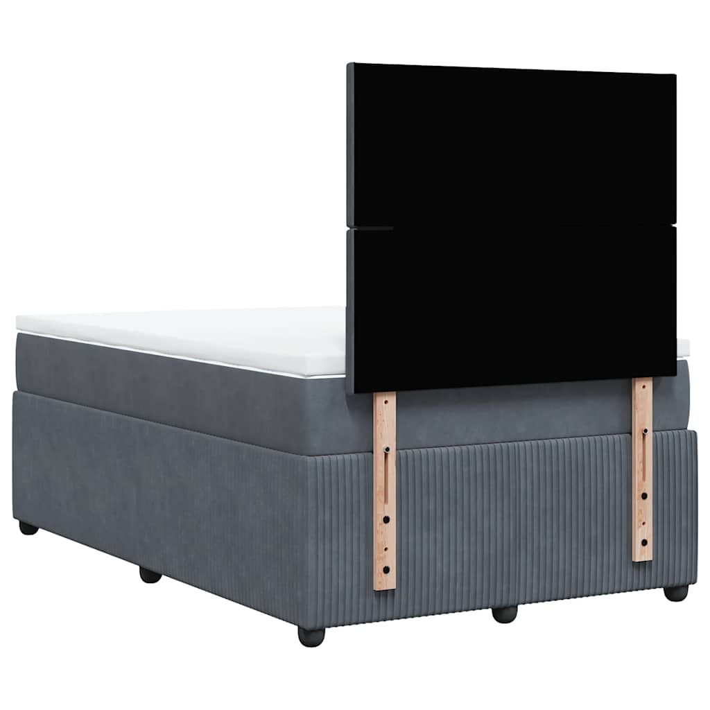 Giroletto a Molle con Materasso Grigio Scuro 120x200 cm Velluto | homemem39