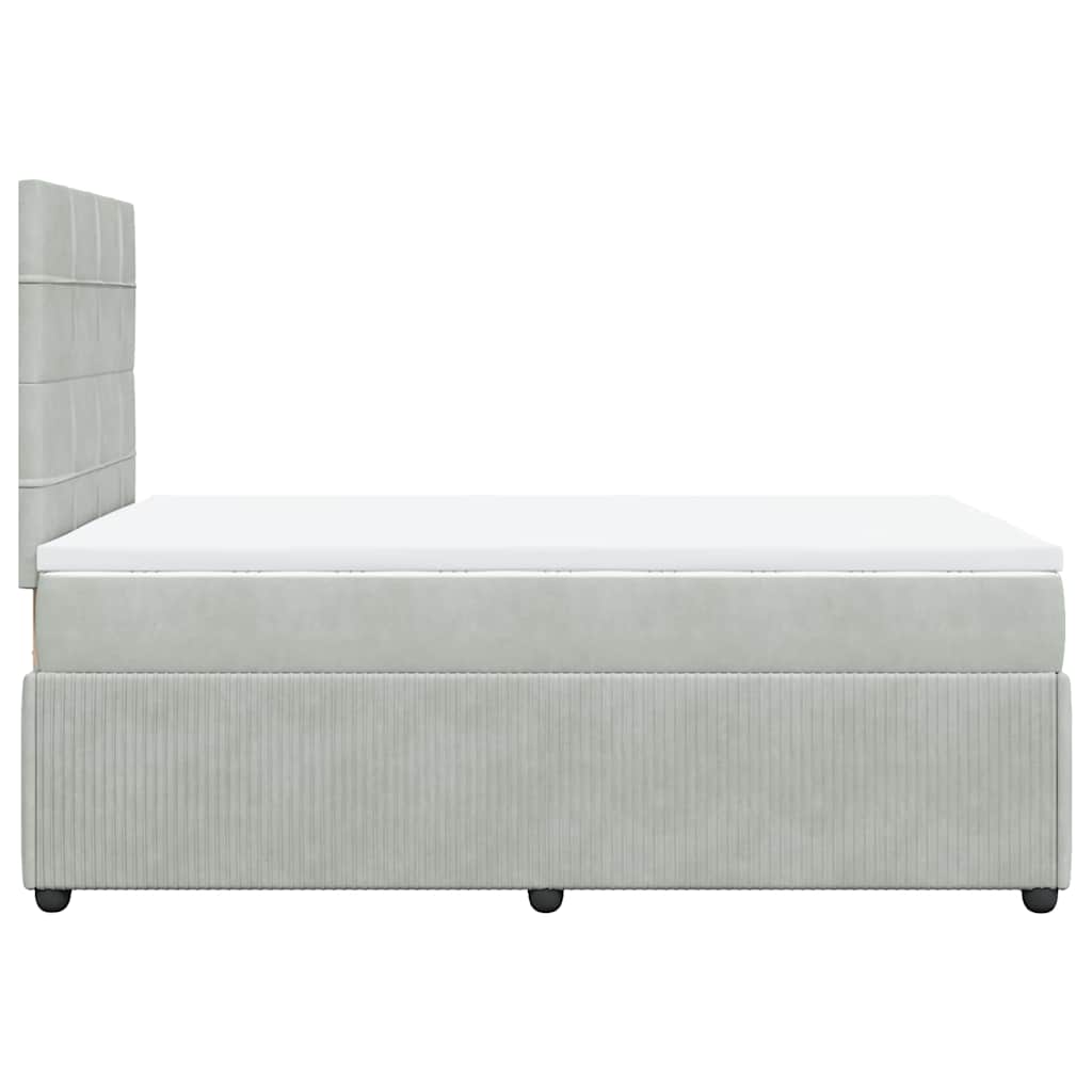 Giroletto a Molle con Materasso Grigio Chiaro 120x200cm Velluto