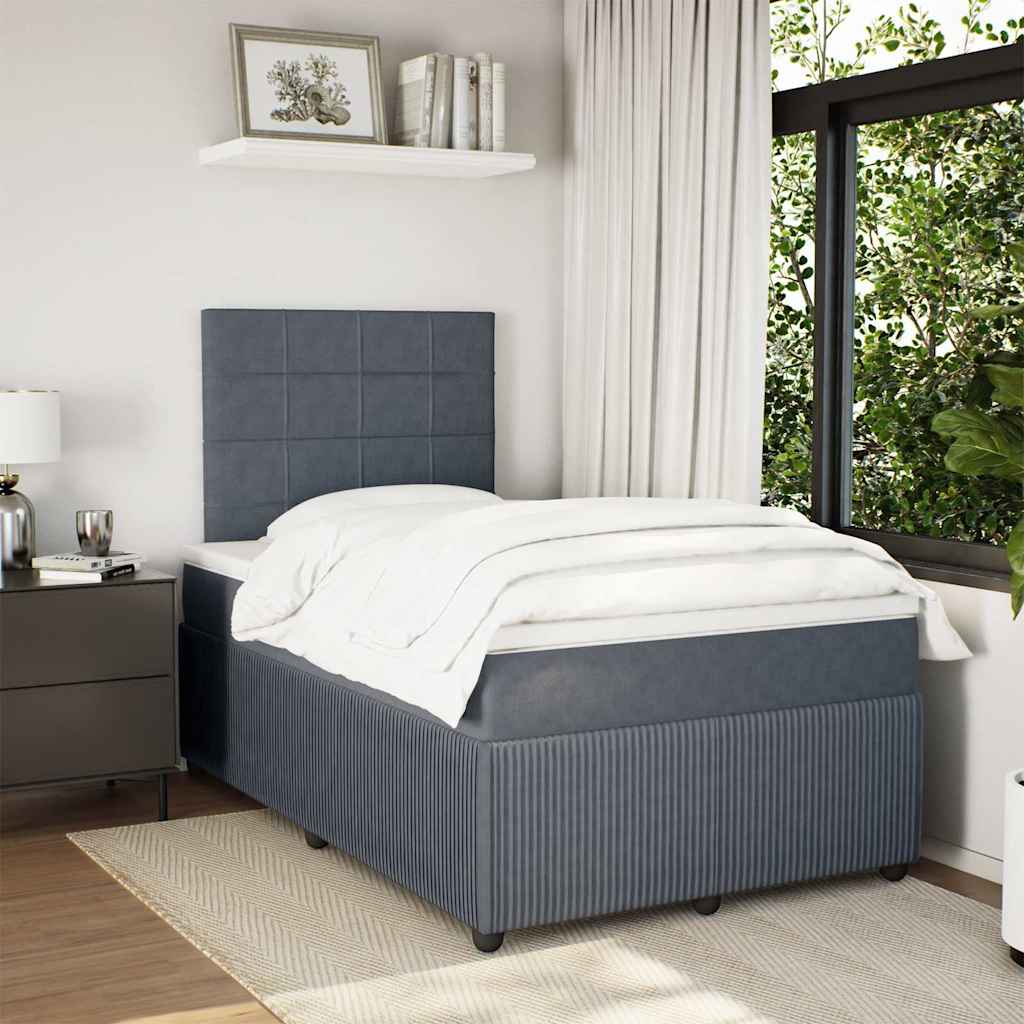 Giroletto a Molle con Materasso Grigio Scuro 120x200 cm Velluto | homemem39