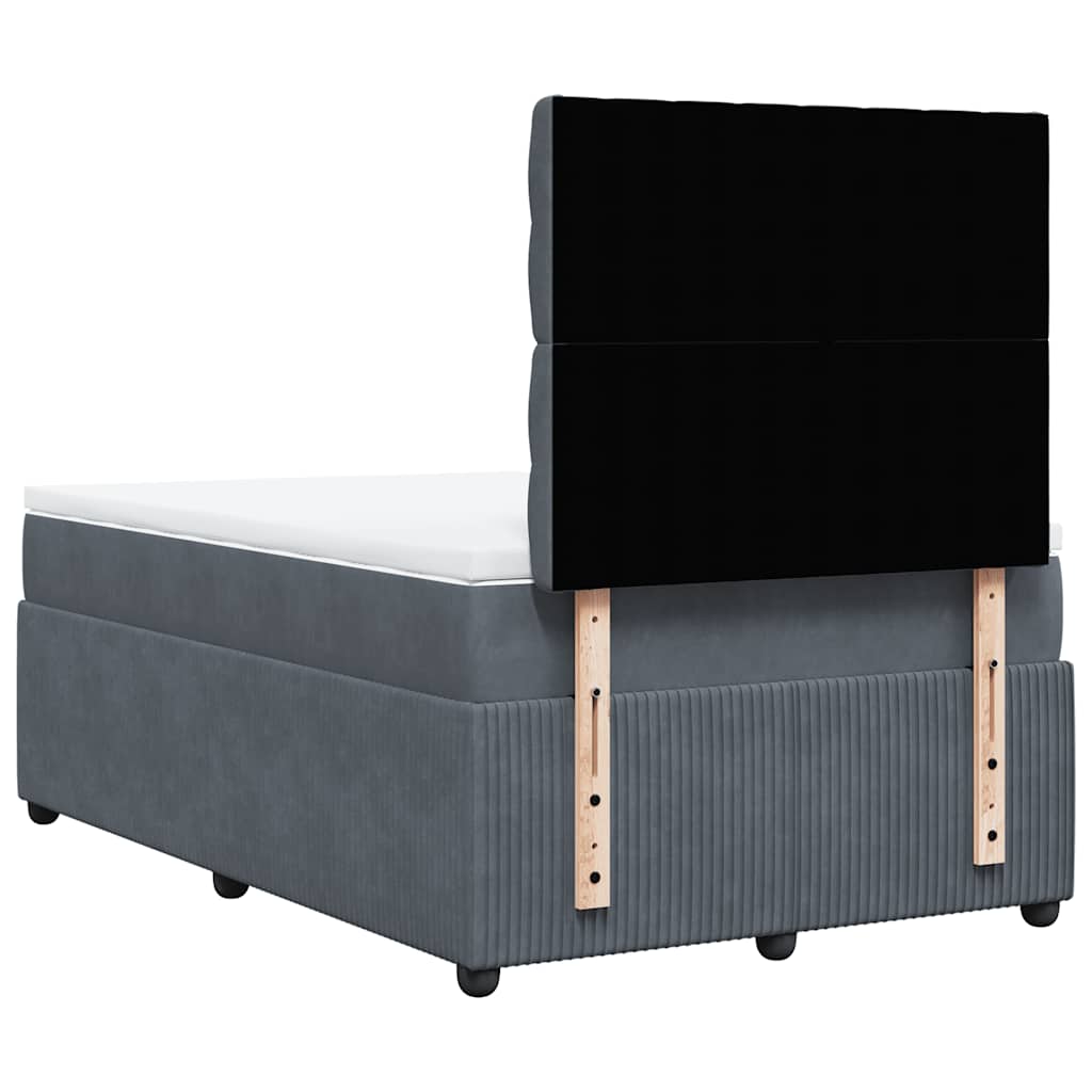 Giroletto a Molle con Materasso Grigio Scuro 120x200 cm Velluto | homemem39