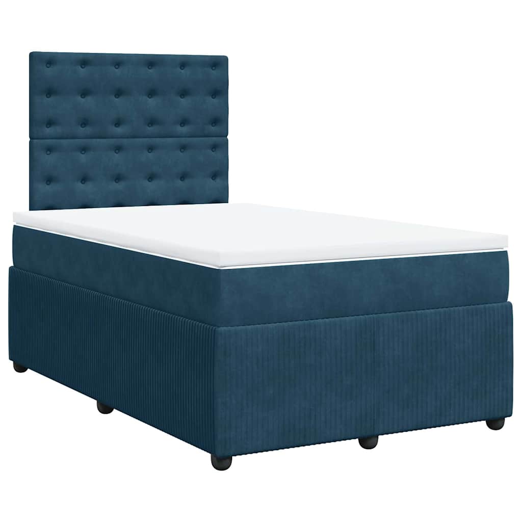 Giroletto a Molle con Materasso Blu Scuro 120x200 cm in Velluto | homemem39