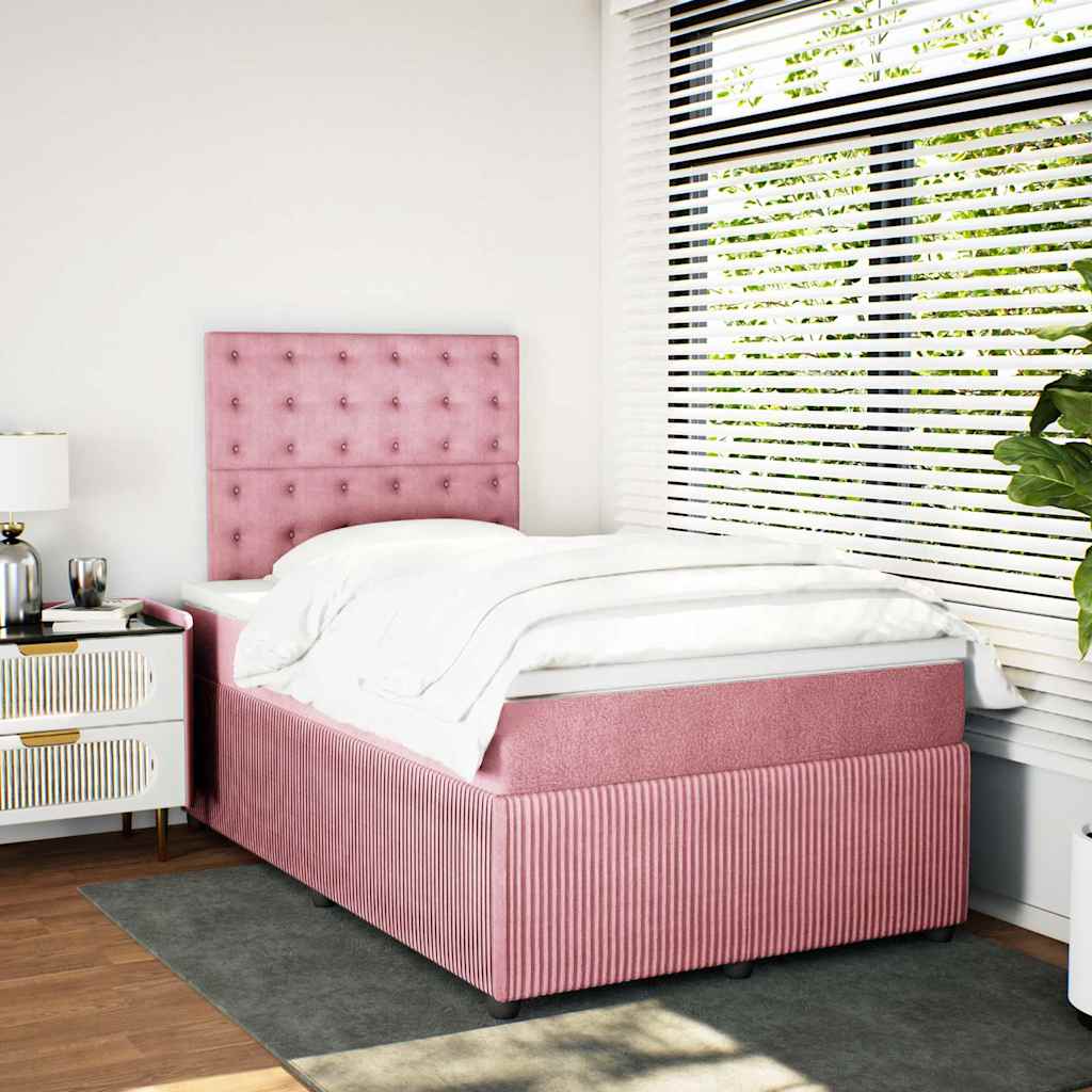 Giroletto a Molle con Materasso Rosa 120x200 cm in Velluto | homemem39