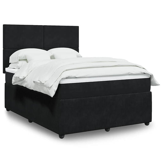Giroletto a Molle con Materasso Nero 140x190 cm in Velluto | homemem39