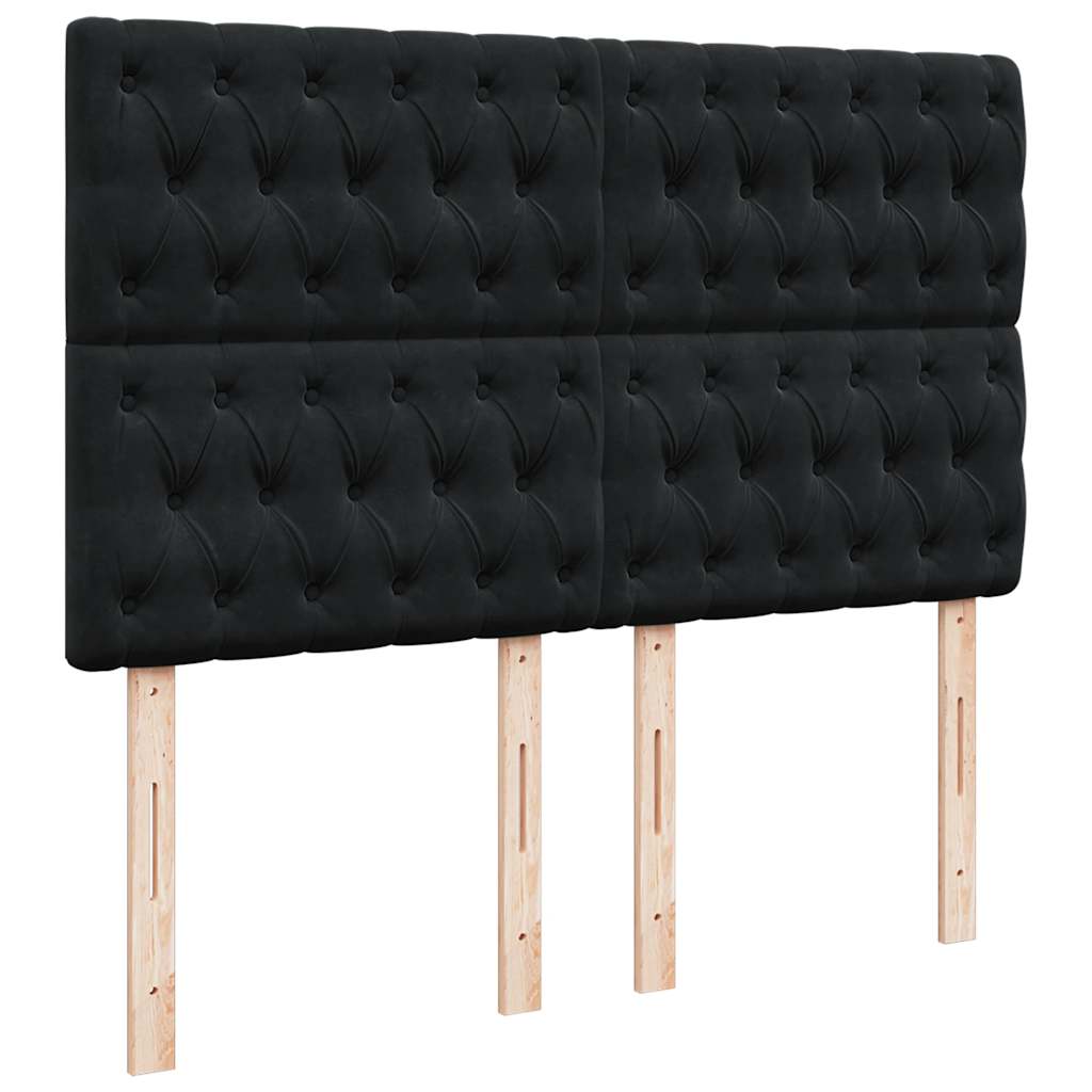 Giroletto a Molle con Materasso Nero 140x190 cm in Velluto | homemem39