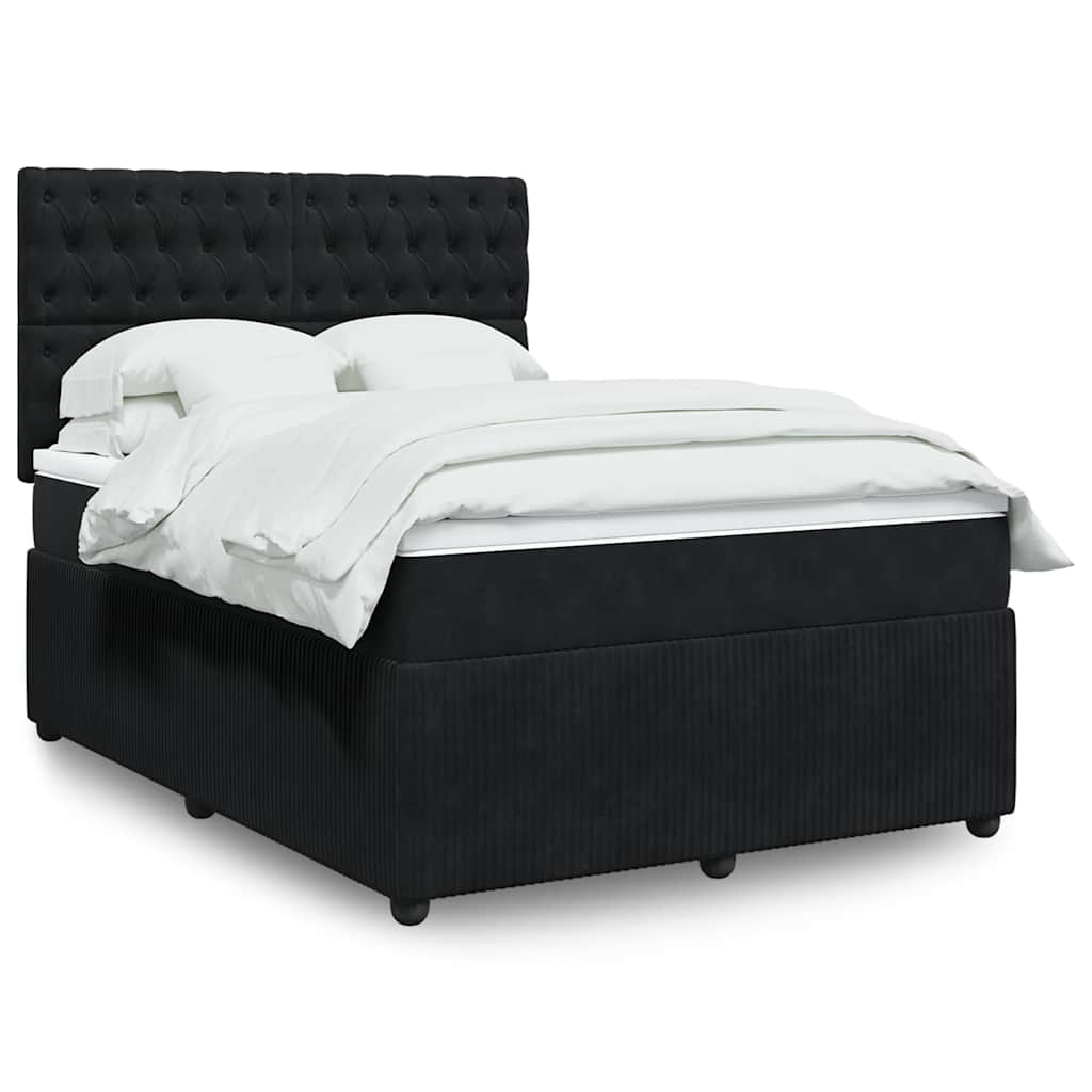 Giroletto a Molle con Materasso Nero 140x190 cm in Velluto | homemem39
