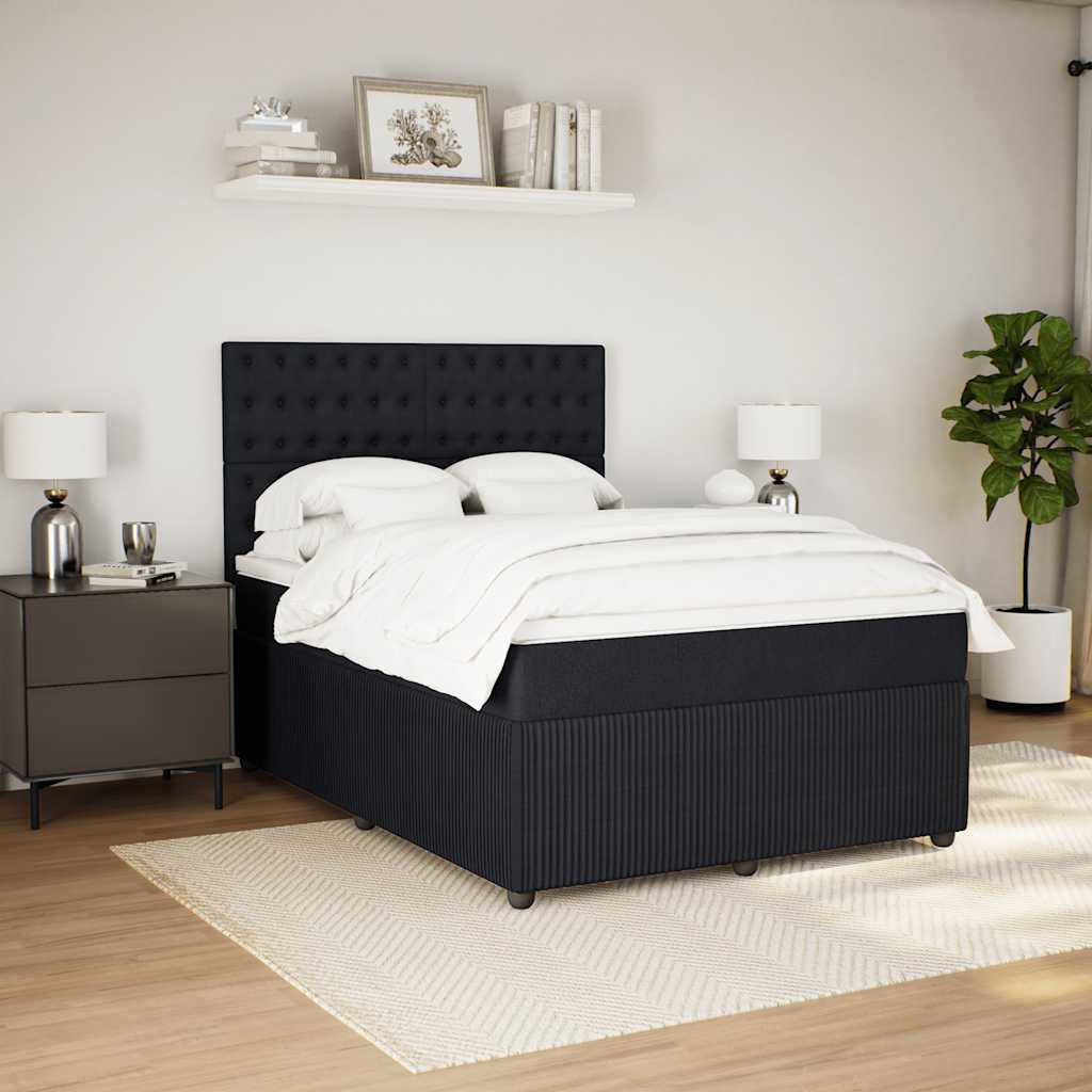 Giroletto a Molle con Materasso Nero 140x190 cm in Velluto | homemem39