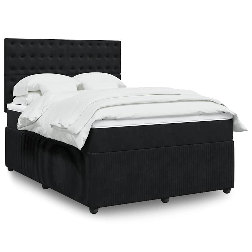 Giroletto a Molle con Materasso Nero 140x190 cm in Velluto | homemem39