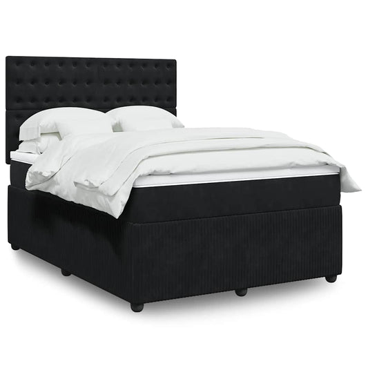 Giroletto a Molle con Materasso Nero 140x190 cm in Velluto | homemem39