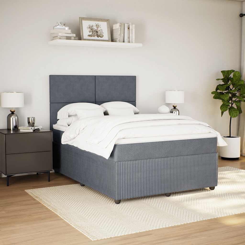 Giroletto a Molle con Materasso Grigio Scuro 140x200 cm Velluto