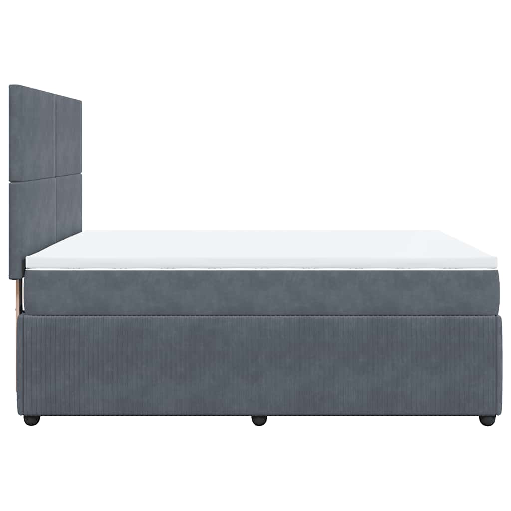 Giroletto a Molle con Materasso Grigio Scuro 140x200 cm Velluto