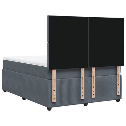 Giroletto a Molle con Materasso Grigio Scuro 140x200 cm Velluto