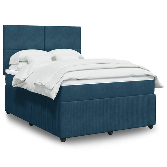 Giroletto a Molle con Materasso Blu Scuro 140x200 cm in Velluto | homemem39