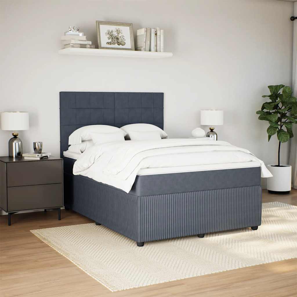 Giroletto a Molle con Materasso Grigio Scuro 140x200 cm Velluto | homemem39