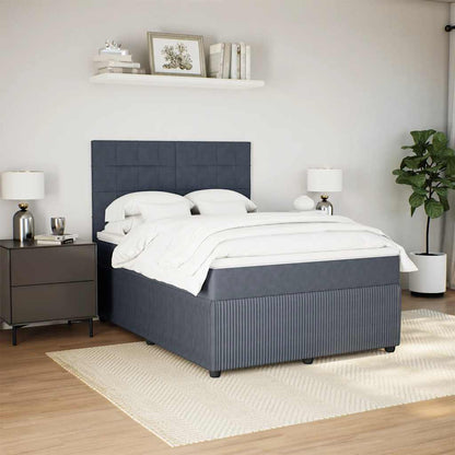 Giroletto a Molle con Materasso Grigio Scuro 140x200 cm Velluto | homemem39