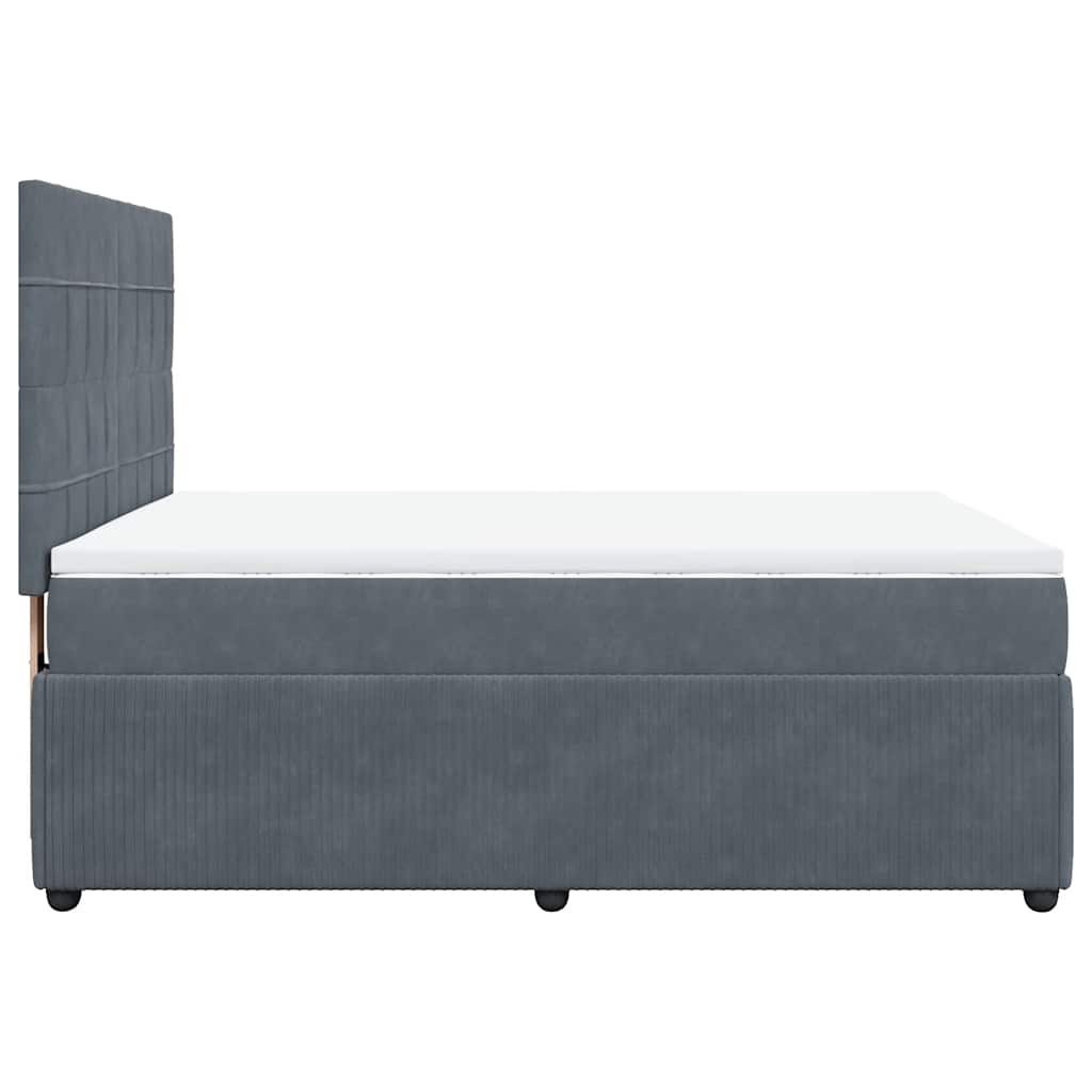 Giroletto a Molle con Materasso Grigio Scuro 140x200 cm Velluto | homemem39