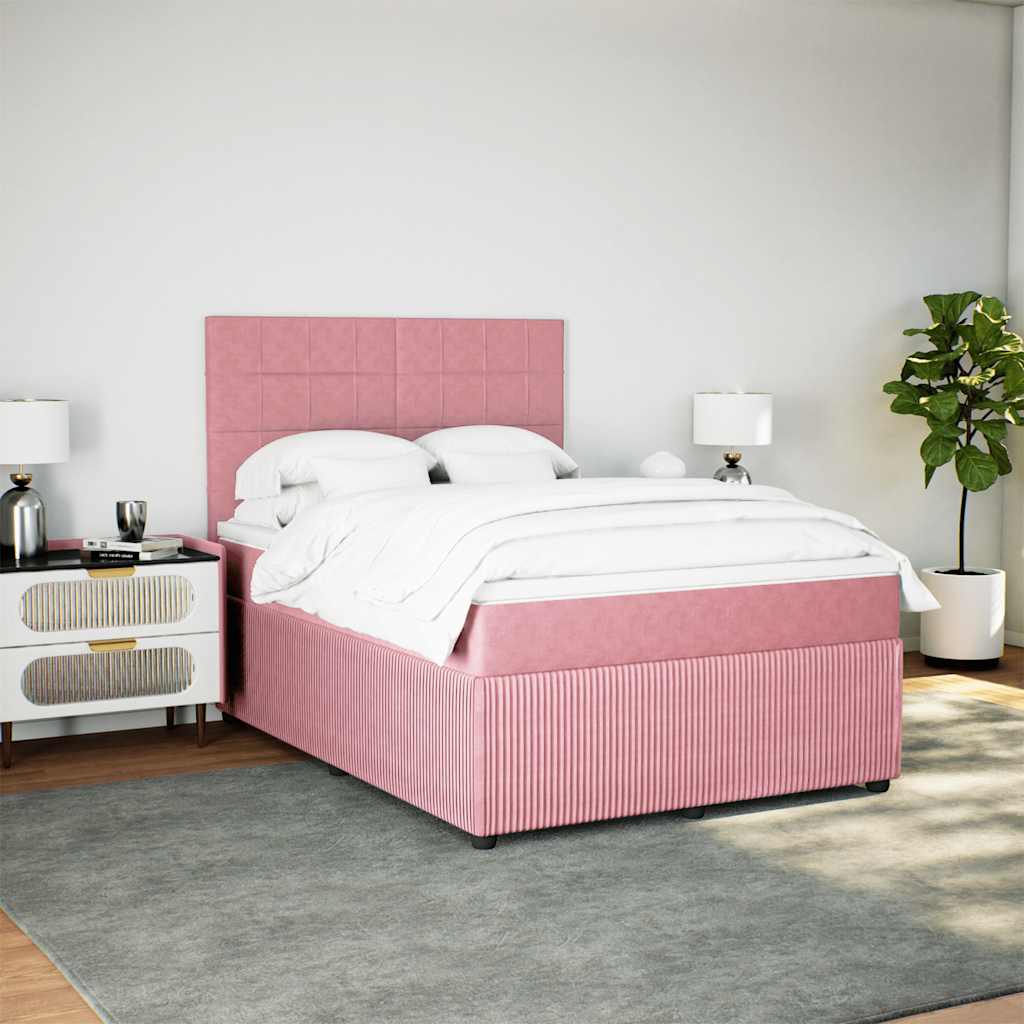 Giroletto a Molle con Materasso Rosa 140x200 cm in Velluto | homemem39