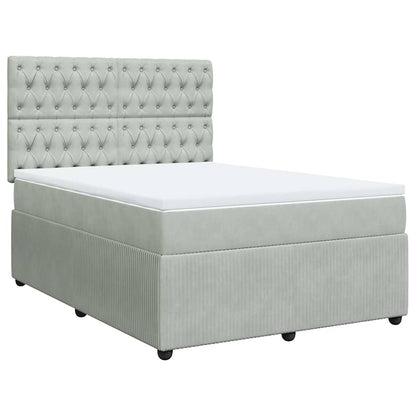 Giroletto a Molle con Materasso Grigio Chiaro 140x200cm Velluto | homemem39