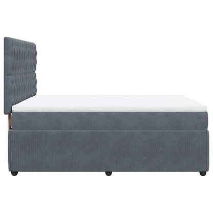 Giroletto a Molle con Materasso Grigio Scuro 140x200 cm Velluto