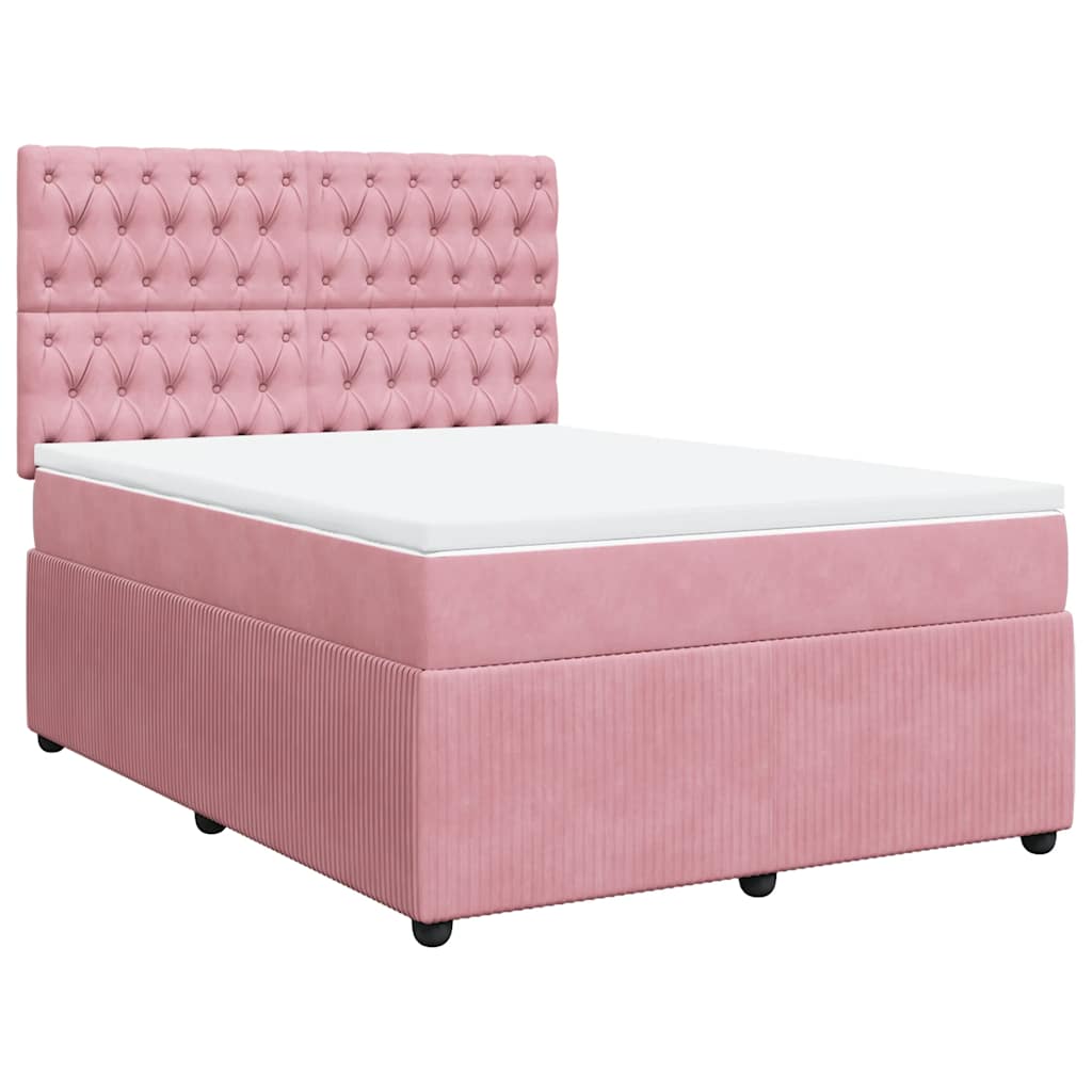 Giroletto a Molle con Materasso Rosa 140x200 cm in Velluto | homemem39