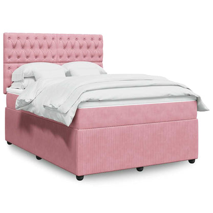 Giroletto a Molle con Materasso Rosa 140x200 cm in Velluto | homemem39