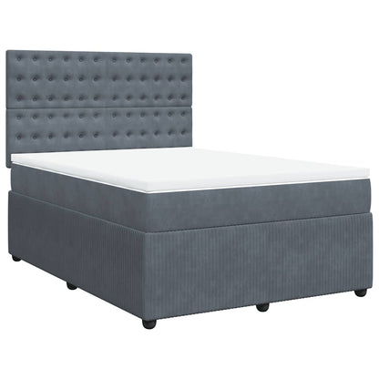 Giroletto a Molle con Materasso Grigio Scuro 140x200 cm Velluto
