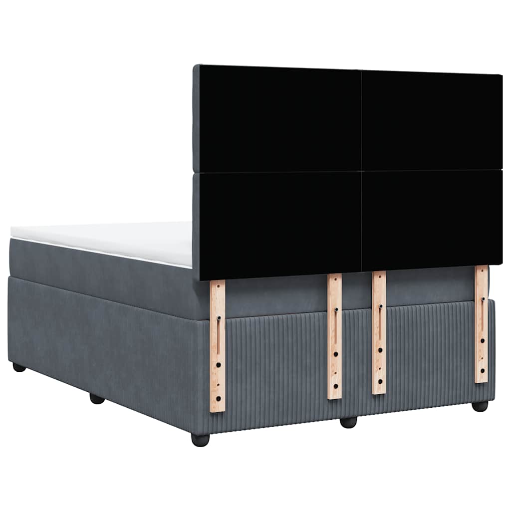Giroletto a Molle con Materasso Grigio Scuro 140x200 cm Velluto | homemem39