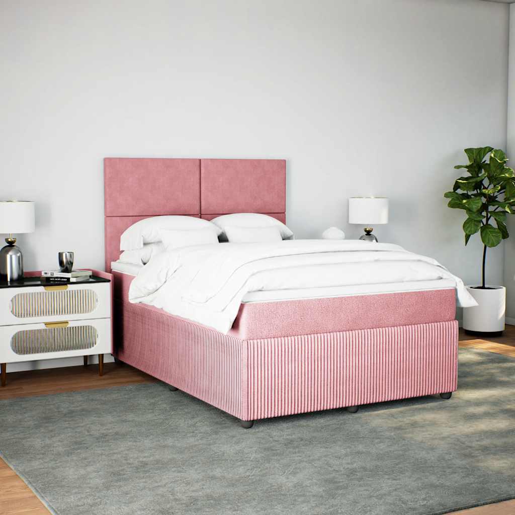 Giroletto a Molle con Materasso Rosa 160x200 cm in Velluto | homemem39