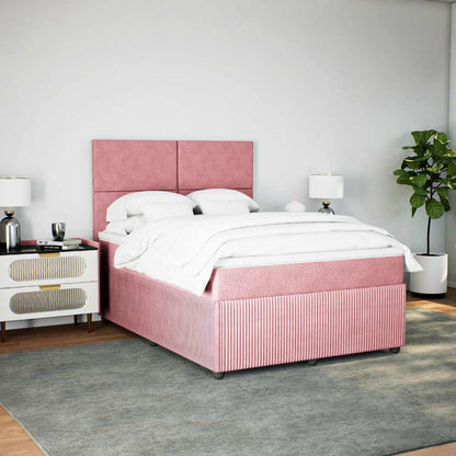 Giroletto a Molle con Materasso Rosa 160x200 cm in Velluto | homemem39