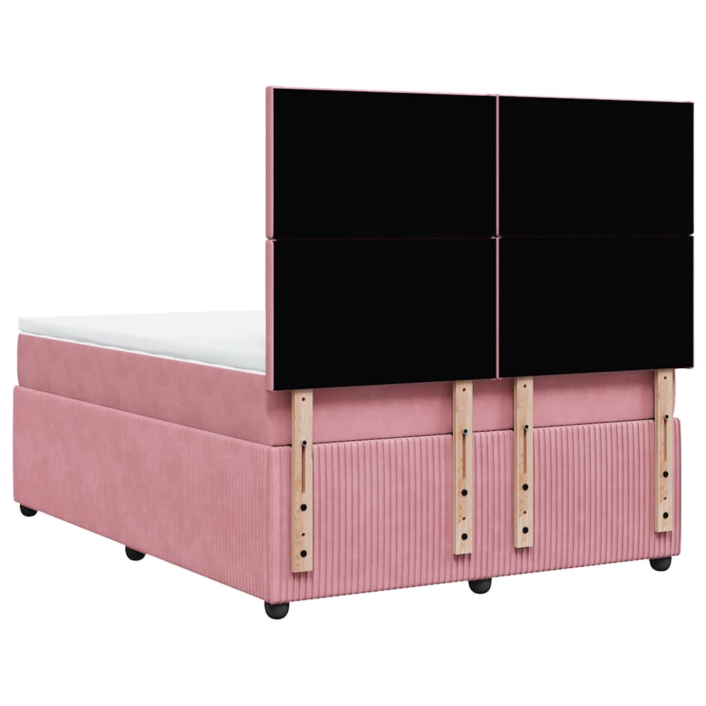 Giroletto a Molle con Materasso Rosa 160x200 cm in Velluto | homemem39