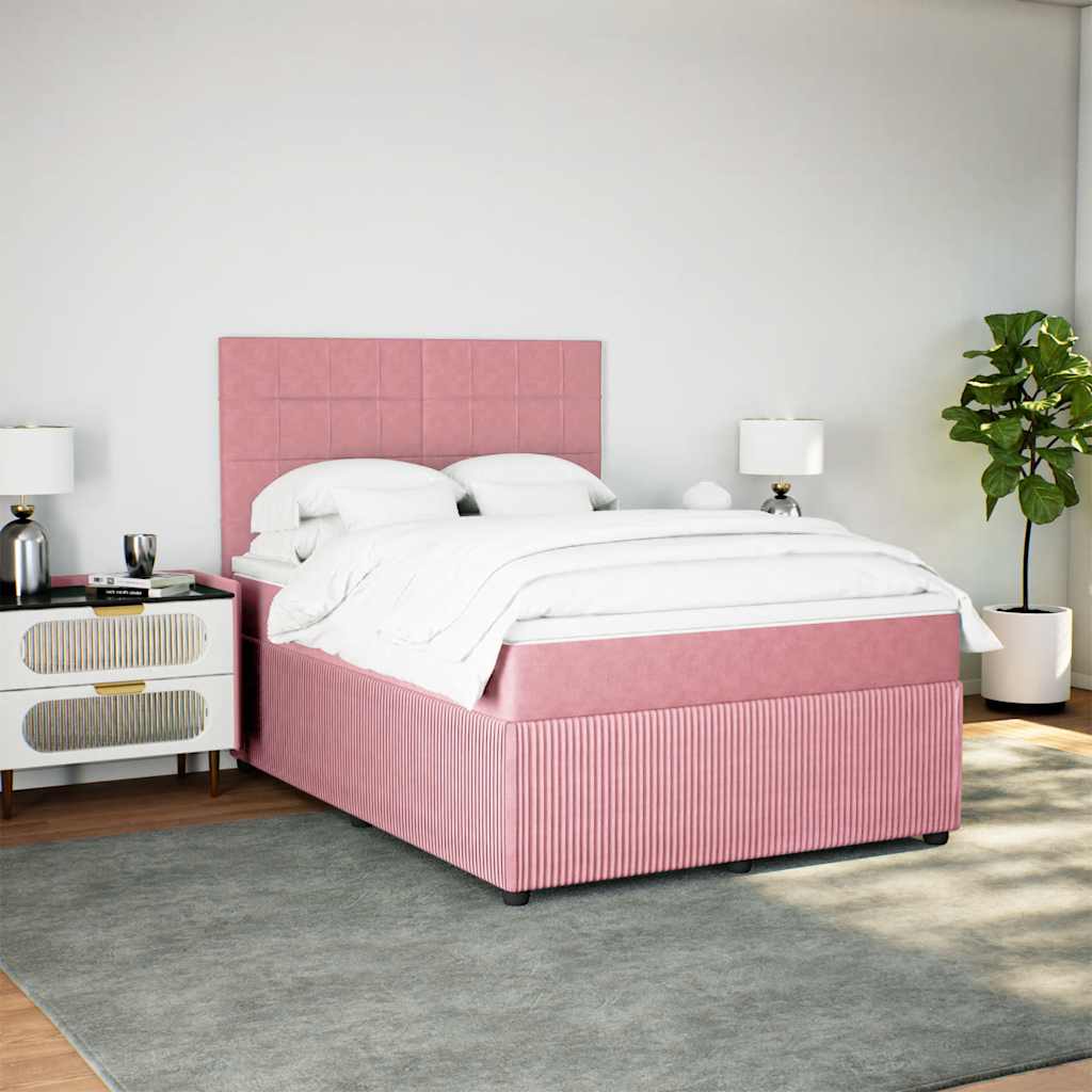 Giroletto a Molle con Materasso Rosa 160x200 cm in Velluto | homemem39