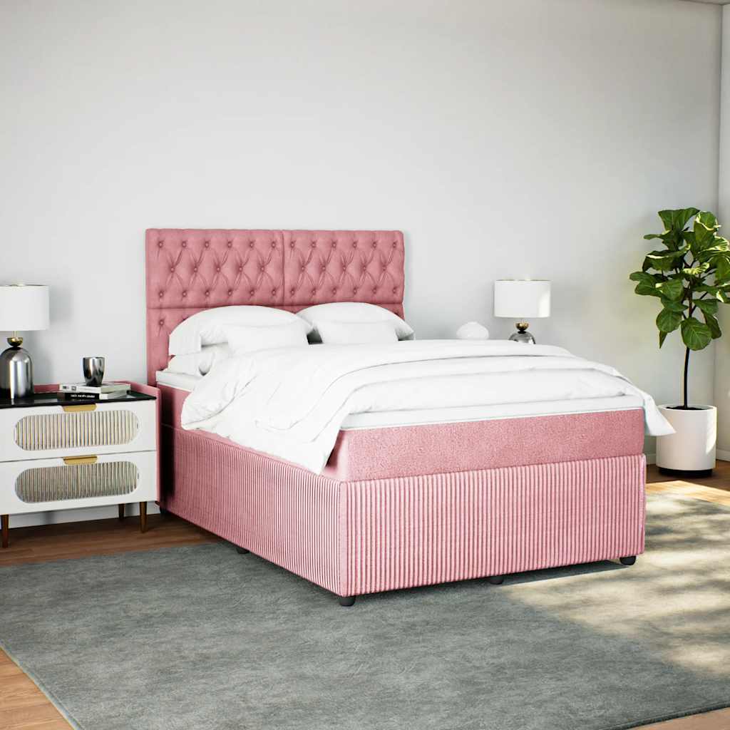Giroletto a Molle con Materasso Rosa 160x200 cm in Velluto | homemem39