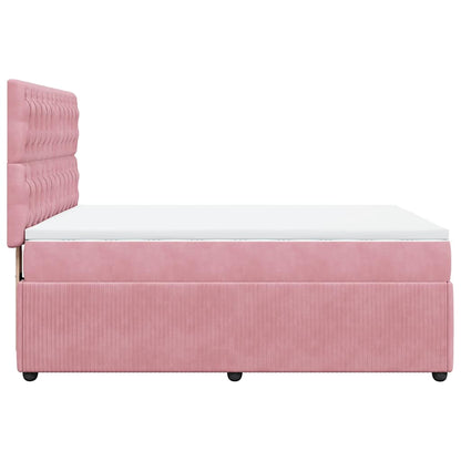Giroletto a Molle con Materasso Rosa 160x200 cm in Velluto | homemem39