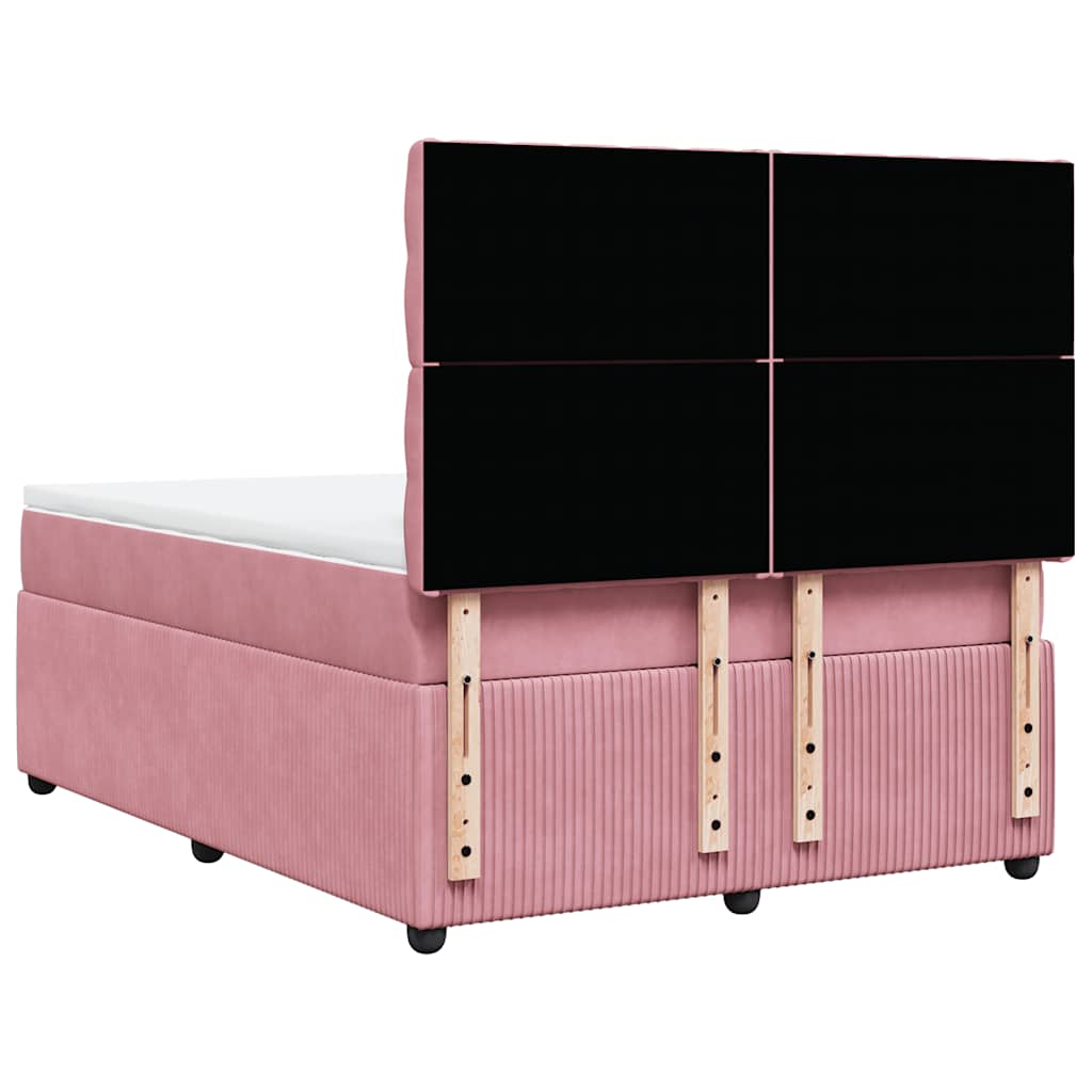 Giroletto a Molle con Materasso Rosa 160x200 cm in Velluto | homemem39