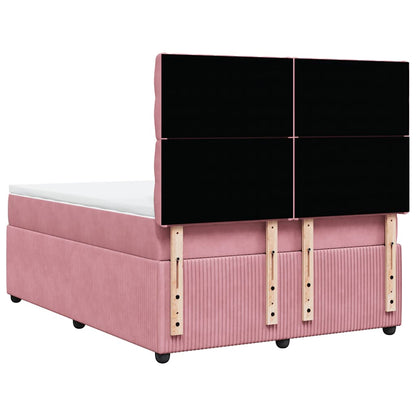 Giroletto a Molle con Materasso Rosa 160x200 cm in Velluto | homemem39