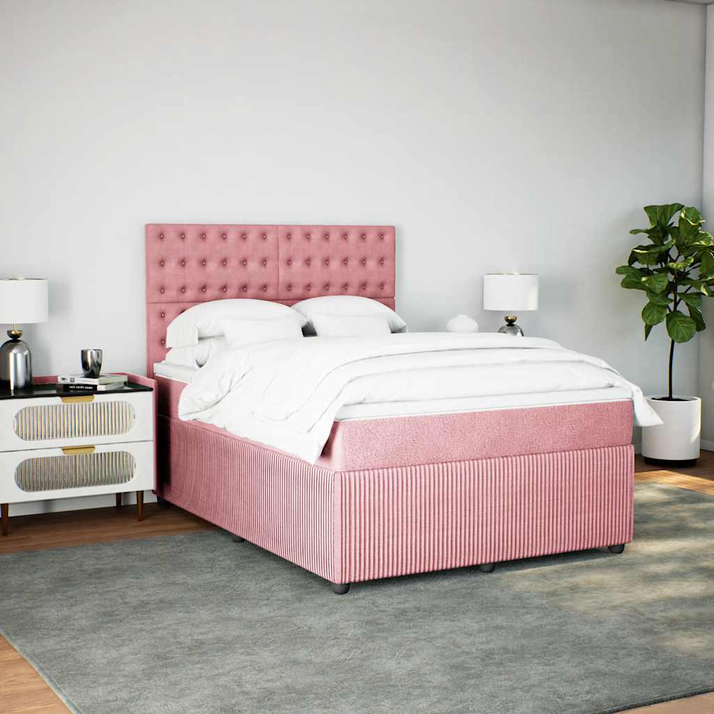 Giroletto a Molle con Materasso Rosa 160x200 cm in Velluto